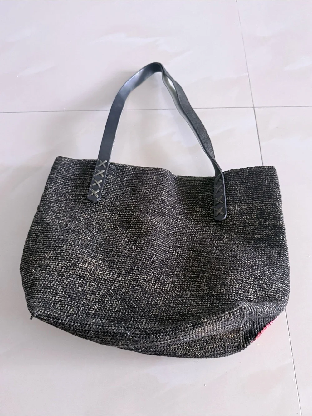 Annabel Ingall Black Tote with Pink, Peach & Cream Circles